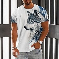 Voor heren T-shirt Grafisch dier Wolf Strakke ronde hals Kleding 3D-afdrukken Buiten Dagelijks Korte mouw Afdrukken Vintage Modieus Ontwerper Lightinthebox