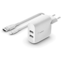 Belkin BOOSTCHARGE 2-poorts USB-A wandlader + Lightning/USB-A kabel oplader