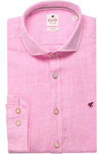 Pure Casual Slim Fit Linnen Overhemd roze, Effen