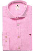 Pure Casual Slim Fit Linnen Overhemd roze, Effen - thumbnail