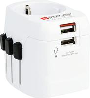 SKROSS | 1.302460 | PRO LightUSB | Universele Reisadapter 2 en 3 Polig en met 2 USB Stopcontacten | Spanning en vermogen: 100V – 630W / 250V – 1575W - Bescherming tegen elektrische schokken