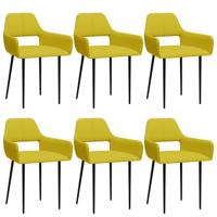 vidaXL Eetkamerstoelen 6 st stof geel