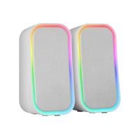 Mars Gaming MSOMW, Gaming Luidsprekers 20W, RGB Dynamische Verlichting, Bluetooth 5.3 + AUX-IN Luidsprekers, Volumeregeling Box, Aangepaste DSP Chipset, Universele Compatibiliteit, Wit