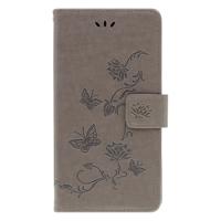 Shop4 - Samsung Galaxy Note 10 Hoesje - Wallet Case Bloemen Vlinder Grijs