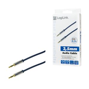 LogiLink CA10030 Jackplug Audio Aansluitkabel 0.30 m Donkerblauw (mat)