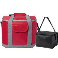 Koeltassen set draagtas/schoudertas rood/zwart 22 en 4 liter