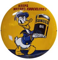 Sunoco Motor Oil Eend Emaille Bord - 50 cm ø