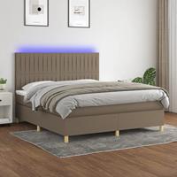 vidaXL Boxspring met matras en LED stof taupe 160x200 cm