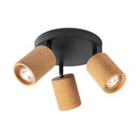 Landelijke LED Opbouwspot Cork - Zwart - 19/19/16.5cm - Dimbaar - plafonniere gemaakt van kurk en metaal - inclusief LED lichtbron - GU10 fitting - 5W - 390lm - 3000K - warm wit licht