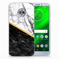 Motorola Moto G6 Plus TPU Siliconen Hoesje Marmer Wit Zwart - Origineel Cadeau Man