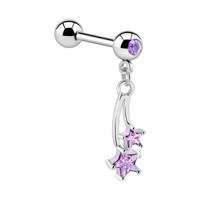 Jeweled Barbell with Charm Chirurgisch staal 316L / Belegde messing Barbells - thumbnail