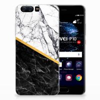 Huawei P10 TPU Siliconen Hoesje Marmer Wit Zwart - Origineel Cadeau Man - thumbnail