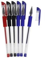 Gerimport gelpennen 15 cm blauw/zwart/rood 6 stuks