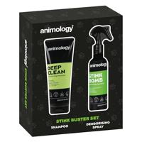 Animology Stink Buster Set, Hondenverzorging Gift Set met Deep Clean Shampoo en Stink Bomb Deodorising Spray