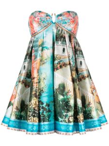 Camilla robe-bustier courte à imprimé graphique - Multicolore