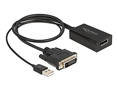 Delock Adapter DVI stekker naar DisplayPort 1.2 bus zwart 4K 50 cm