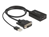 Delock Adapter DVI stekker naar DisplayPort 1.2 bus zwart 4K 50 cm