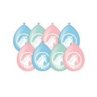 Party Ballonnen Paarden 8 Stuks Pastel Roze/Blauw/Groen - thumbnail