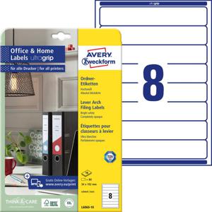 Avery-Zweckform Ordneretiketten L6060-10 34 x 192 mm Papier Wit Permanent hechtend 80 stuk(s)