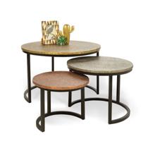 Ronde Bijzettafels Peppe (set van 3)  | Metaal  | Donkergrijs Zilver Koper Zwart Goud