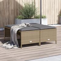 Tuinkrukken met kussens 4 st poly rattan beige - thumbnail