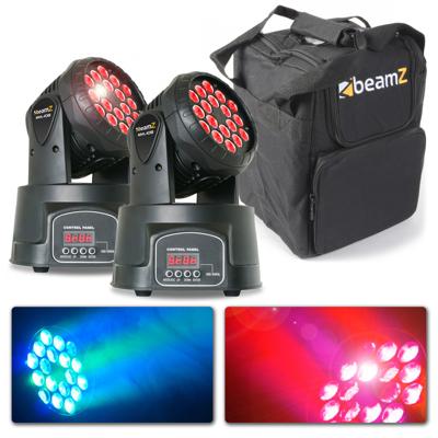 BeamZ Set van 2 MHL108MK4 Compacte RGB LED Moving heads met Tas
