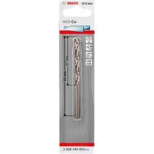 Bosch Accessories 2608585855 HSS Metaal-spiraalboor 6 mm Gezamenlijke lengte 93 mm Kobalt DIN 338 Cilinderschacht 1 stuk(s)