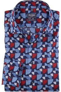 OLYMP Luxor Modern Fit Overhemd blauw/rood, Motief