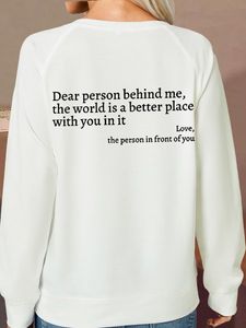 Women's Dear Person Behind Me You Are Enough Love Awareness Peace Casual Crew Neck Sweatshirt