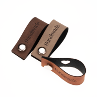 Leren Vouw Label 'Handmade' en 'hartje' uitgestanst 2x12cm