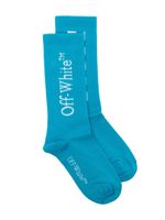 Off-White Kids chaussettes nervurées à logo imprimé - Bleu