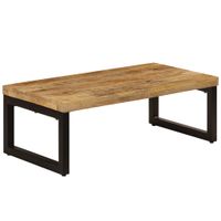 Salontafel 110x50x35 cm massief mangohout en staal - thumbnail