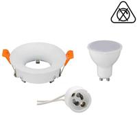 LED Spot Set - Aigi - GU10 Fitting - Inbouw Rond - Mat Wit - 6W - Warm Wit 3000K - Ø85mm