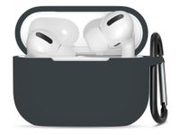 Hoesje geschikt voor Apple Airpods Pro - Softcase - Sleutelhanger - Cover - Extra dun - Siliconen - Antraciet/Grijs - thumbnail