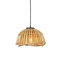 QAZQA Oosterse hanglamp zwart met naturel bamboe 30 cm - Pua