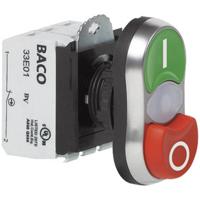 BACO BAL61QK21L L61QK21L Dubbele drukknop Kunststof frontring, Verchroomd Groen, Rood 1 stuk(s)