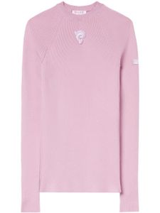 PUCCI pull en maille nervurée à logo brodé - Rose