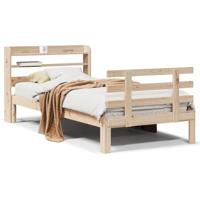vidaXL Bedframe met hoofdbord massief grenenhout 75x190 cm, bed, ledikant, massief houten bedframe, bedbodem, bed frame, slaapmeubel, eenpersoonsbed