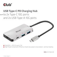 CLUB3D USB Gen2 Type-C Universele Hub naar 1x Type-C 10G ports 1x Type C data en 100 WATT opladen en 2x USB Type-A 10G ports - thumbnail