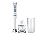 Braun Stabmixer MQ 5220WH Stabmixer – MultiQuick 5 Vario Pürierstab mit Edelstahl Mixfuß, 1000 Watt, inkl. 2-teiligem Zubehör-Set, weiß/grau