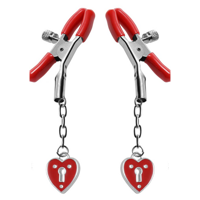 XR Brands Charmed Heart Padlock - Nipple Clamps - thumbnail