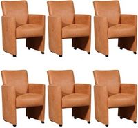 Set van 6 Oranje leren moderne eetkamerfauteuils Elegant - Kenia Leer Rost (oranje leer)