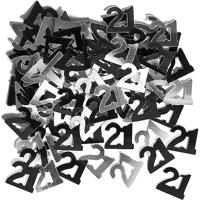 Unique Party 55223 - Glitz zwarte folie 21e verjaardag confetti