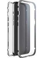Black Rock - Hoes 360 graden glas case geschikt voor Apple iPhone 14 I mobiele telefoon, magnetische sluiting (transparant met zilveren lijst)