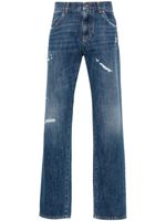 Dolce & Gabbana jean droit à effet usé - Bleu