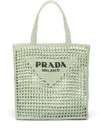 Prada sac cabas en raphia à logo - Vert