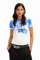 T-shirt mediterraan landschap - BLUE - XL