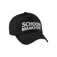 Carnaval verkleed pet / cap schoonmaakster zwart voor kids   -