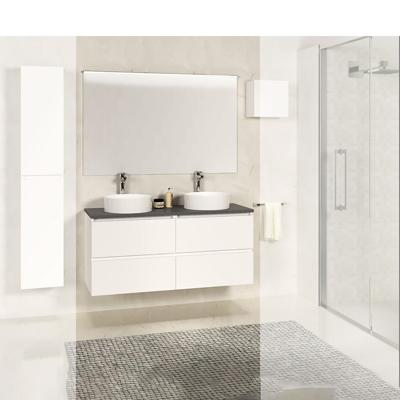 Badkamermeubel Set Wiesbaden 120x46x60cm Mat Wit Stenen Blad