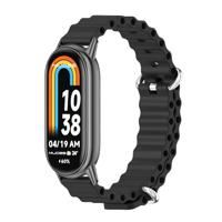 By Qubix - Ocean siliconen bandje - Zwart - Compatible met Xiaomi Smart Band 8 & 9 - Compatible Xiaomi bandje